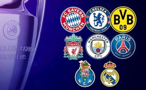8 đội lọt vào vòng tứ kết cup C1 châu Âu năm 2021